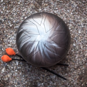 Handmade Hank Drum / Tank Drum - Slit Drum - Steel Tongue Drum - Handpan - Percussion / Dream Drum /   Silver Knight II
