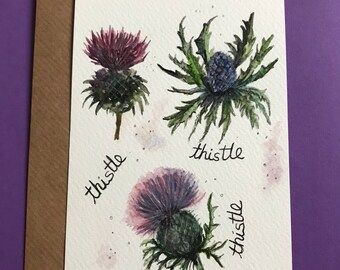 Thistle design blank card-Handmade card- any occasion- prints from Original Artwork-