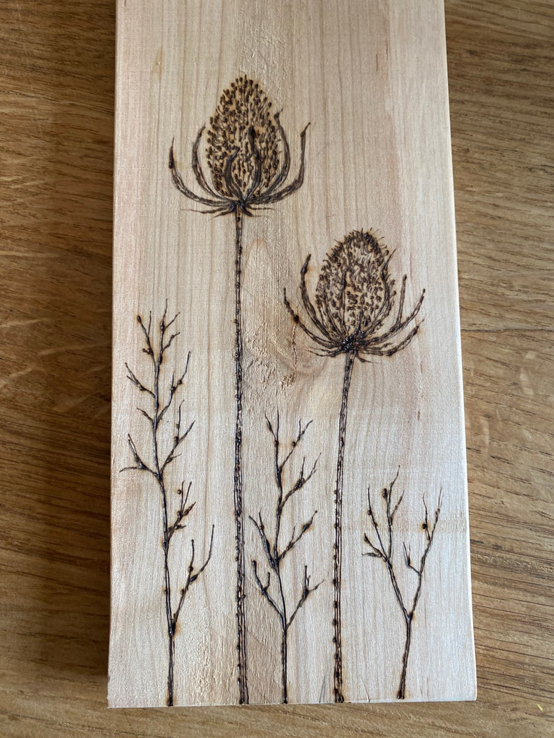 Teasels and Twigs handmade wooden wall clocks hand drawn designs image 7