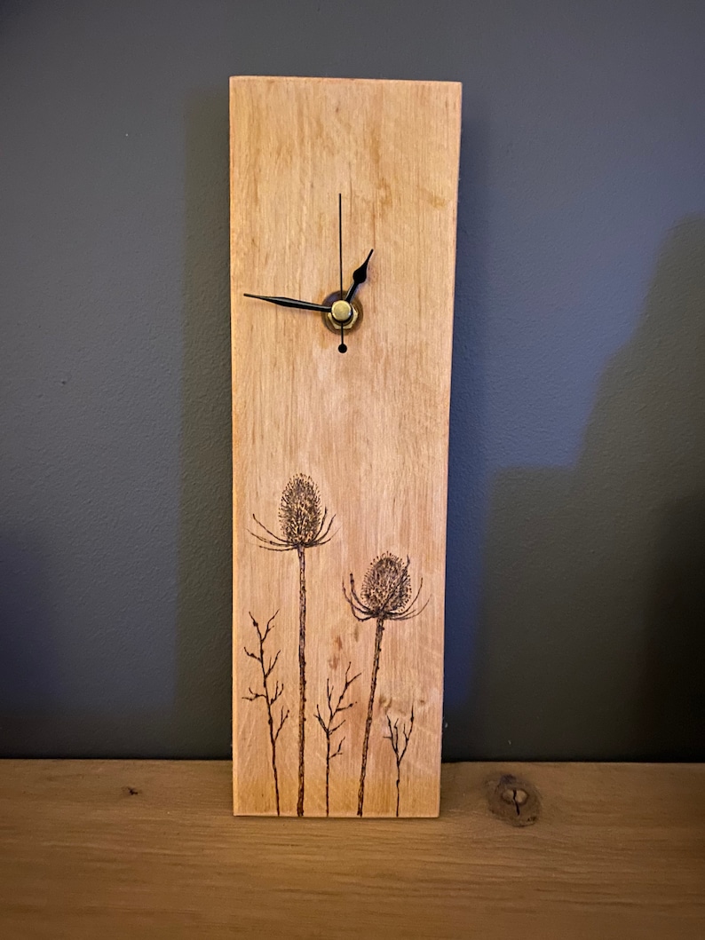 Teasels and Twigs handmade wooden wall clocks hand drawn designs image 9