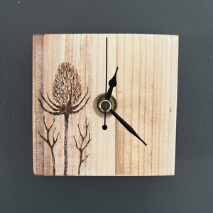 Teasels and Twigs handmade wooden wall clocks hand drawn designs image 3