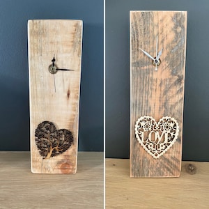 Handmade Pallet Wood Wall Clock: Laser Cut Heart Design