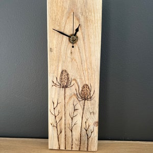 Teasels and Twigs handmade wooden wall clocks hand drawn designs image 6