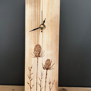 Teasels and Twigs handmade wooden wall clocks hand drawn designs image 8