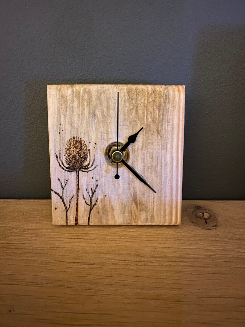 Teasels and Twigs handmade wooden wall clocks hand drawn designs image 5