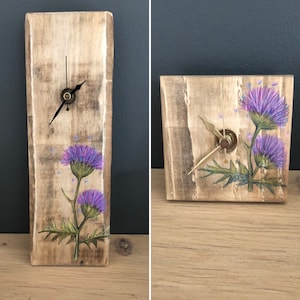 Thistle design clock- small or long wooden wall clock