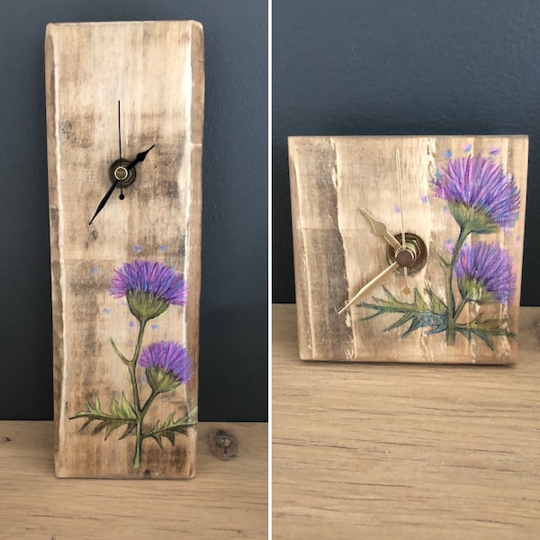 Horloge design chardon - petite ou longue horloge murale en bois