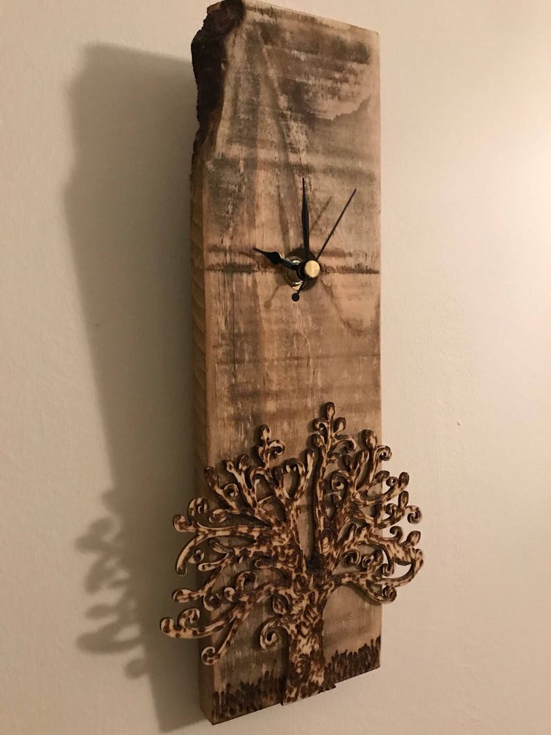 Tree of Life Clockhandmade Wooden Oiled Wall Clocktree Etsy
