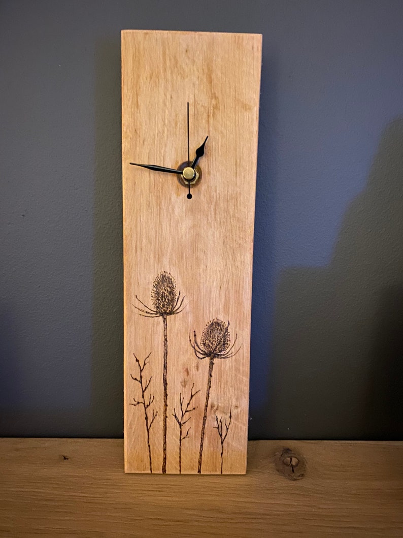 Teasels and Twigs handmade wooden wall clocks hand drawn designs image 4