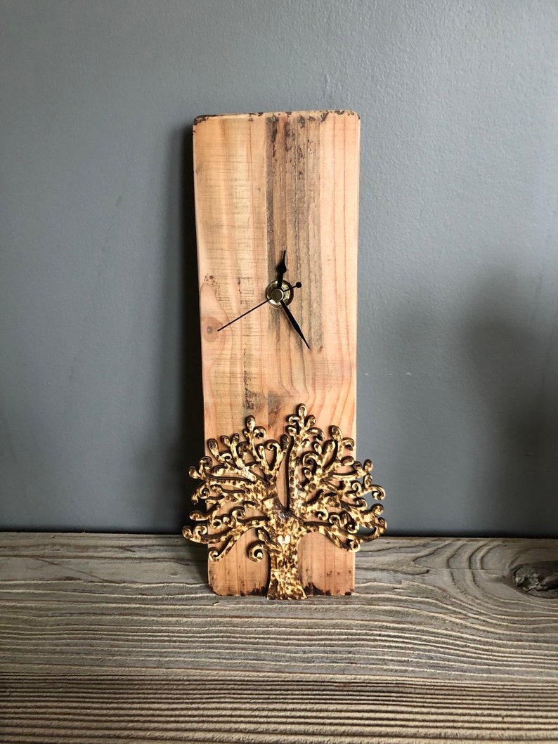 Tree of Life Clockhandmade Wooden Oiled Wall Clocktree Etsy