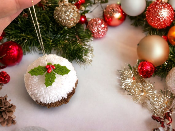 Christmas Pudding Baubles. Christmas Pom Poms. Christmas Tree. Christmas  Tree Bauble. Hanging Decoration 