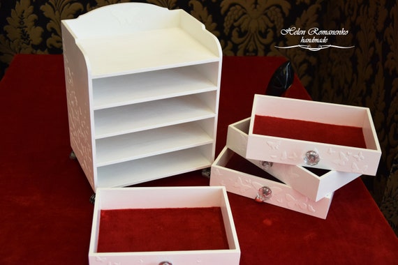Armadietto da farmacia Farfalla bianca Porta trucchi personalizzato Grande  scatola per gioielli Scatola da cucito Mini cassettiera bianca  Organizzatore per cosmetici -  Italia