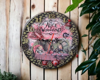 Reloj de pared de Alicia en el País de las Maravillas, Fiesta del Té, Sombrerero Loco, Liebre, Decoración caprichosa para el hogar, relojes grandes únicos para colgar en la pared, decoración de cocina, decoración de guardería