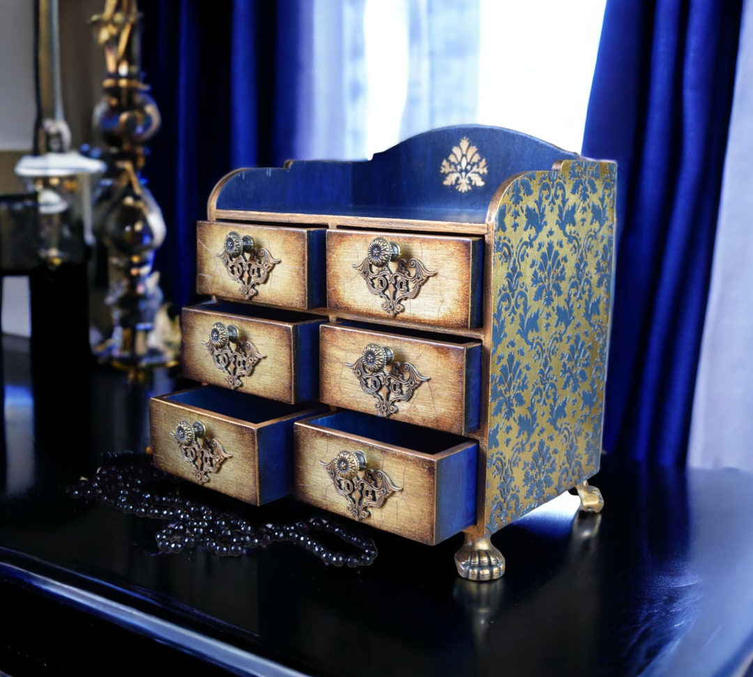 Apothecary Chest of Drawers Jewelry Box Storage Organizer Wood