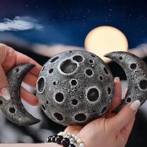 Gothic Home decor Moon Phase Wall Whimsigoth Decor Application on furniture Lunar cycle Moon with Craters Wall Hanging Outdoor Decor image 1
