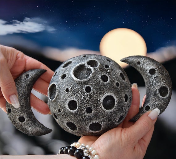 Gothic Home decor Moon Phase Wall Whimsigoth Decor Application on furniture Lunar cycle Moon with Craters Wall Hanging Outdoor Decor