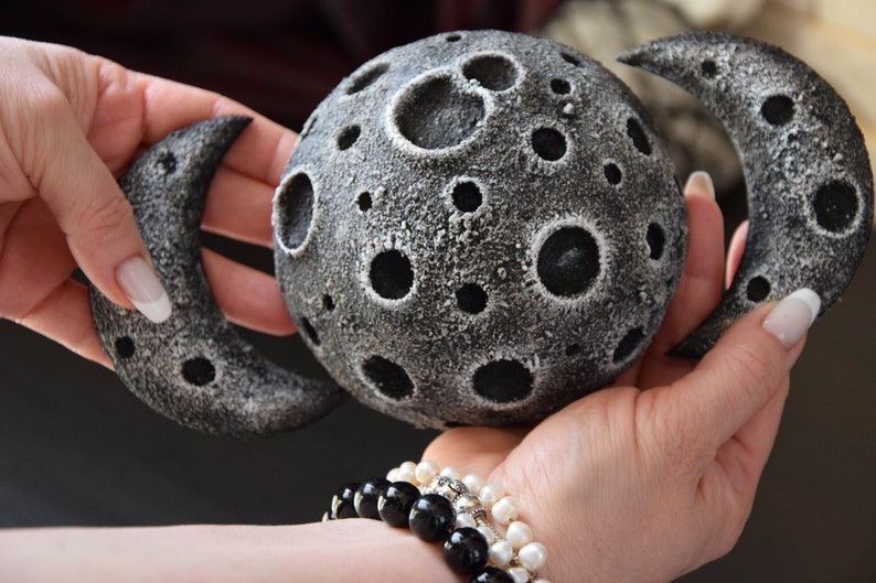 Gothic Home decor Moon Phase Wall Whimsigoth Decor Application on furniture Lunar cycle Moon with Craters Wall Hanging Outdoor Decor image 6