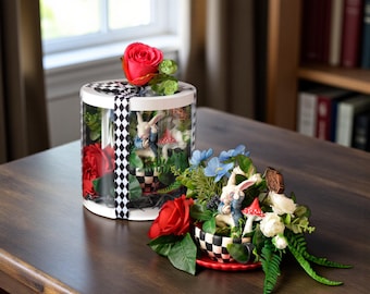 Centerpiece Alice in Wonderland White Rabbit, Tea Party Table Decor, Whimsical Floral Arrangement, Fantasy Home Accent, Cottagecore Gift