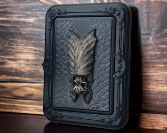 Heidense muurkunst Gothic Home Decor Schedel Vleermuis met vleugels Frame Donker interieur Hekserij Schattig Victoriaans vleermuis beeldje Edwardiaanse decoratie