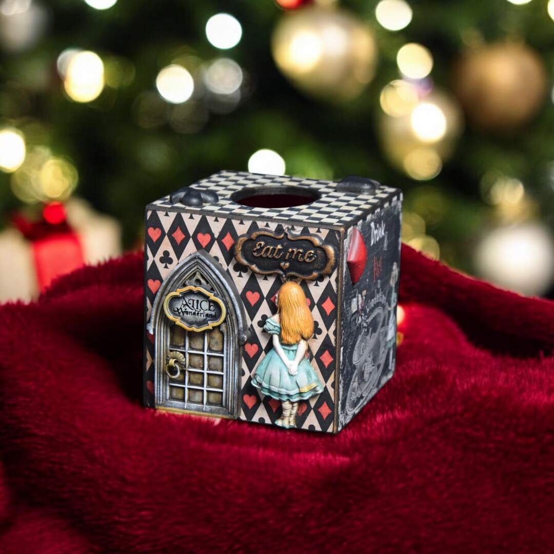 Alice in Wonderland Tissue Box Cover – Wooden Napkin Holder With