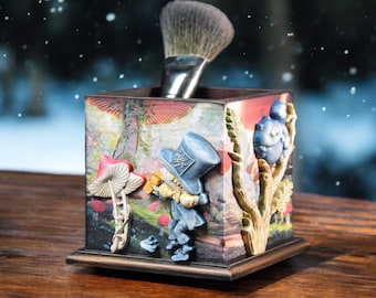 Alice in Wonderland Makeup Brush Holder: Handmade Desk Organizer