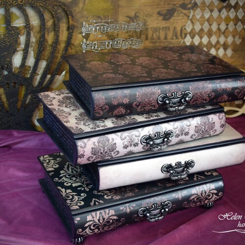 Book Box Green and Black With Slots for Rings Large Vintage Etsy