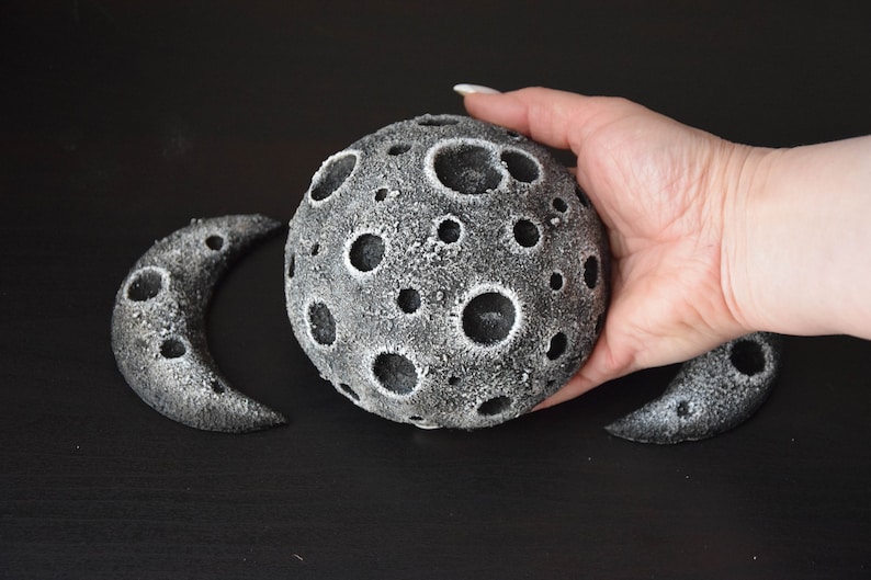 Gothic Home decor Moon Phase Wall Whimsigoth Decor Application on furniture Lunar cycle Moon with Craters Wall Hanging Outdoor Decor image 8