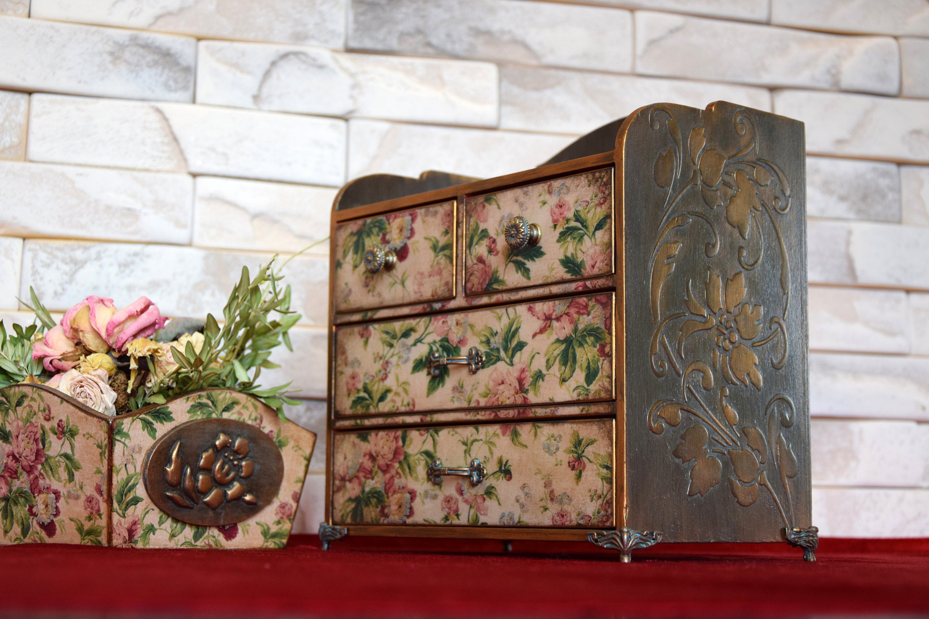 Apothecary Large Jewelry Box Big flowers Box Mini Etsy