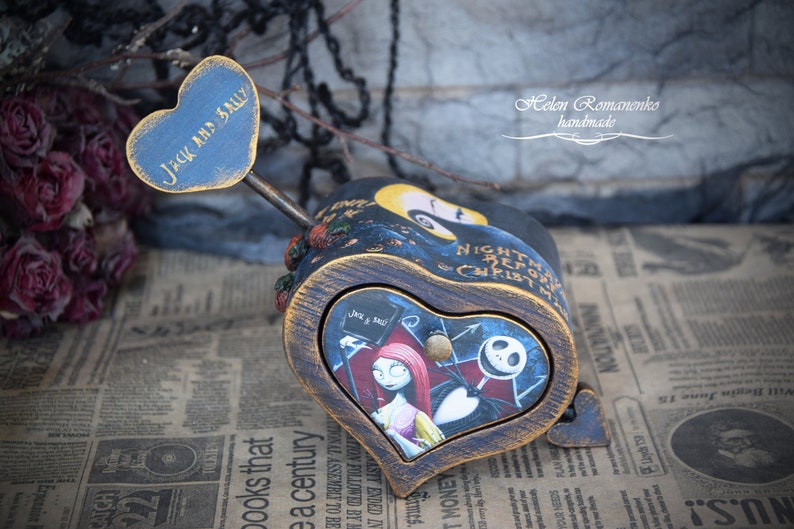 Jack skellington jewelry box Christmas skull pumkin wood