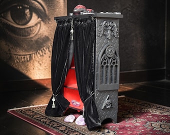 Masonic Gothic Shelf Cabinet, Crystal Storage Organizer, Occult Decor, All Seeing Eye Altar Shelf, Black Witchy Display Case, Curio Cabinet