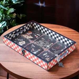 Wooden Serving Tray personalized Alice in Wonderland furniture tea party white rabbit bed tray with handles breakfast tray Kids Coffee Table