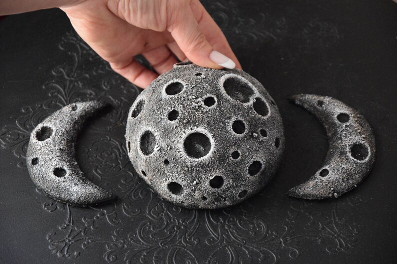 Gothic Home decor Moon Phase Wall Whimsigoth Decor Application on furniture Lunar cycle Moon with Craters Wall Hanging Outdoor Decor image 9