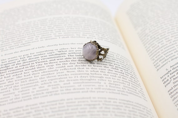 Rose Quartz ring, Antique bronze Ring, Natural gemstone ring, Vintage style brass ring, Healing gemstone ring, All sizes ring, Quartz ring