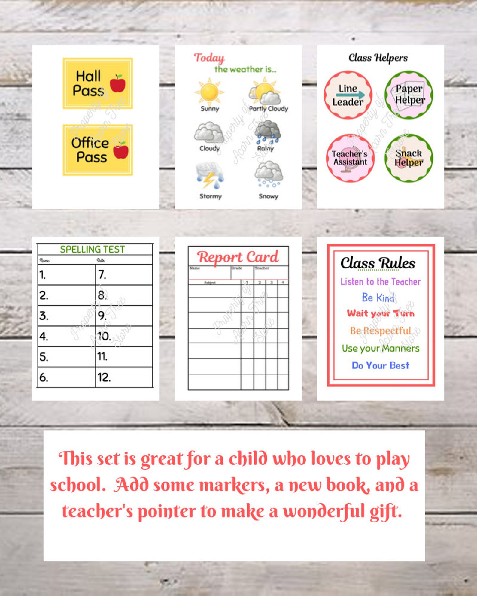 School / Teacher Pretend Play Printables - Etsy