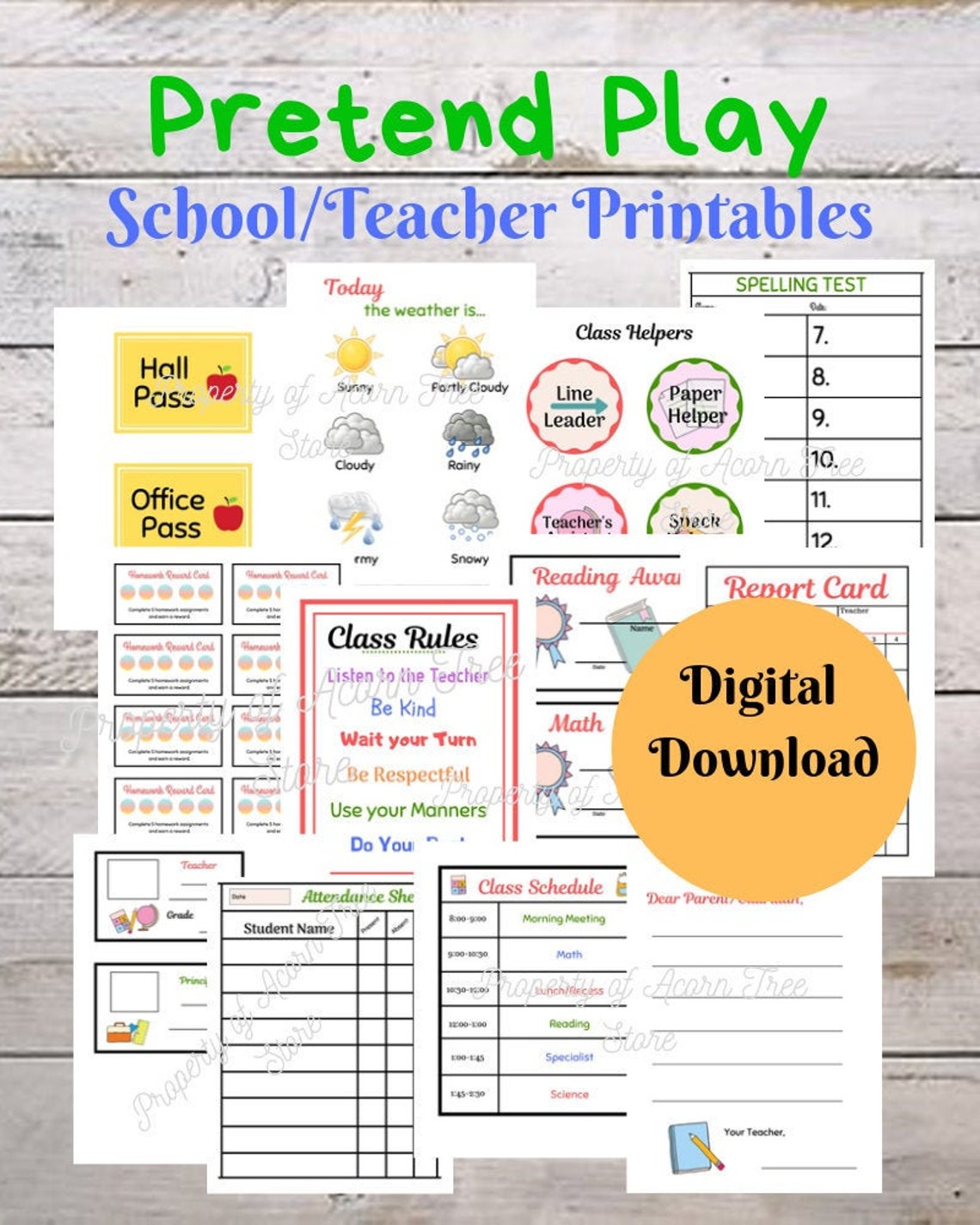 School / Teacher Pretend Play Printables - Etsy