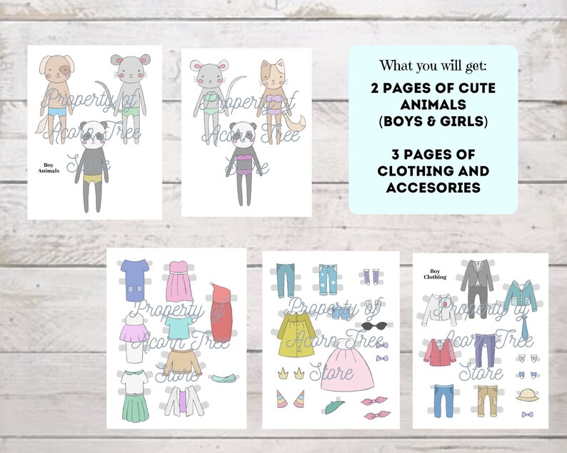 Animal Paper Doll Printables - Etsy Canada