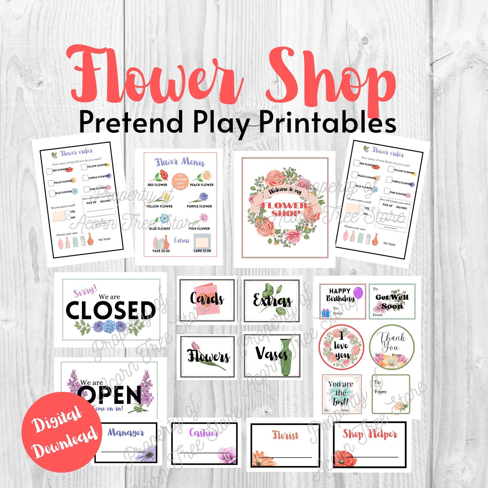 Flower Shop Pretend Play Printables - Etsy