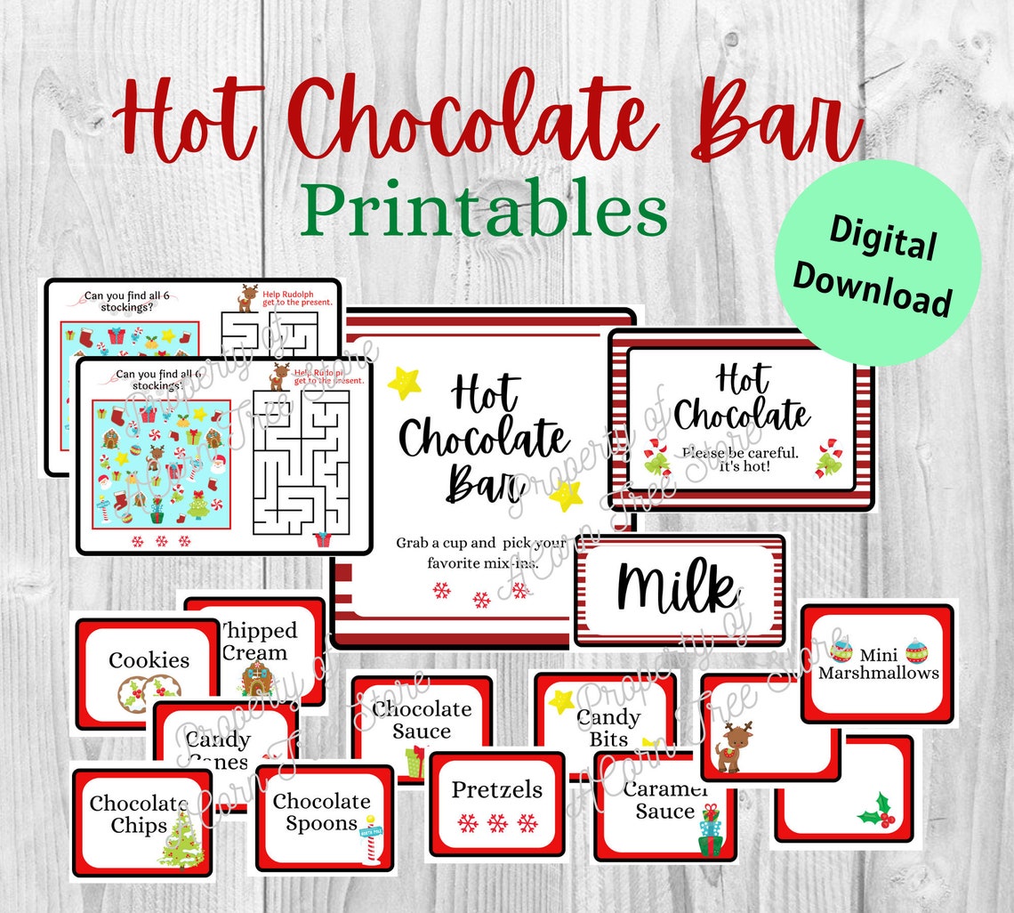 Hot Chocolate Bar Printable, Hot Cocoa Printables - Etsy