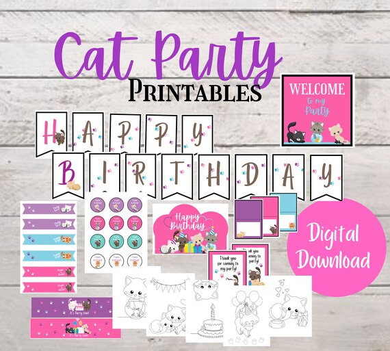 Kitty Cat Party Printables - Etsy