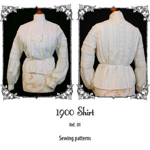 Edwardianische Hemdmuster, Historische Hemdmuster, Viktorianisches Hemd, Edwardianisches Kleid, Viktorianisches Kleid, Hemd aus den 1900er Jahren