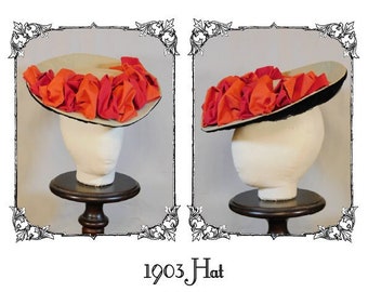 1903 Edwardian Hat PDF Sewing Patterns, Victorian Floral Hat, Victorian Patterns, 1900s Fashion, Historical Pattern, Victorian Accessory