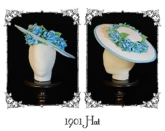 1901 Edwardian Hat PDF Sewing Patterns, Victorian Floral Hat, Victorian Patterns, 1900s Fashion, Historical Pattern, Victorian Accessory