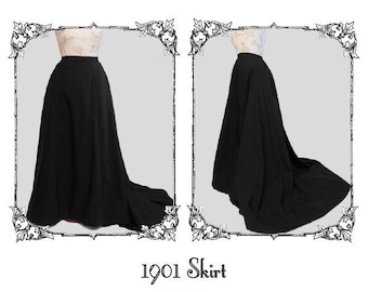 1901 Edwardian Mourning Skirt, PDF Sewing Patterns, Edwardian Mourning Dress, Edwardian Pattern, Historical Gown, Historical Pattern