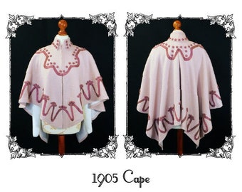 1905 Edwardian Spring Cape Pattern, Edwardian Cloak Pattern, Victorian Edwardian Mantle, 1900s Fashion, 1900s Cape, Historical Coat