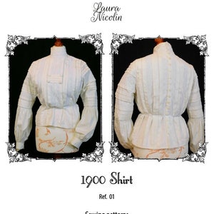 1900 Edwardian Shirt, Victorian Shirt, Edwardian Dress Patterns, Historical Patterrns, Edwardian Blouse, Period Dress Patterns