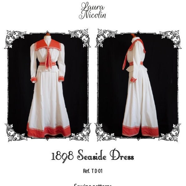 Digital Download Late Victorian Dress | Victorian Summer Dress | Victorian Seaside Dress | 1890s Dress Pattern | Period Costume Pattern