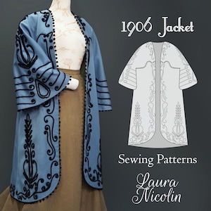 1906 Edwardian Jacket Sewing Patterns, 1900s Jacket Pattern, 1900s Dress, Edwardian Blouse Patterns, Victorian Jacket, Historical Pattern
