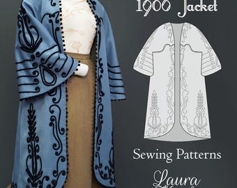 1906 Edwardian Jacket Sewing Patterns, 1900s Jacket Pattern, 1900s Dress, Edwardian Blouse Patterns, Victorian Jacket, Historical Pattern