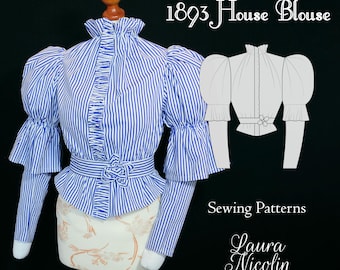 Camisa victoriana de 1893, patrón histórico victoriano, vestido victoriano, corpiño victoriano, patrón digital, moda de 1890