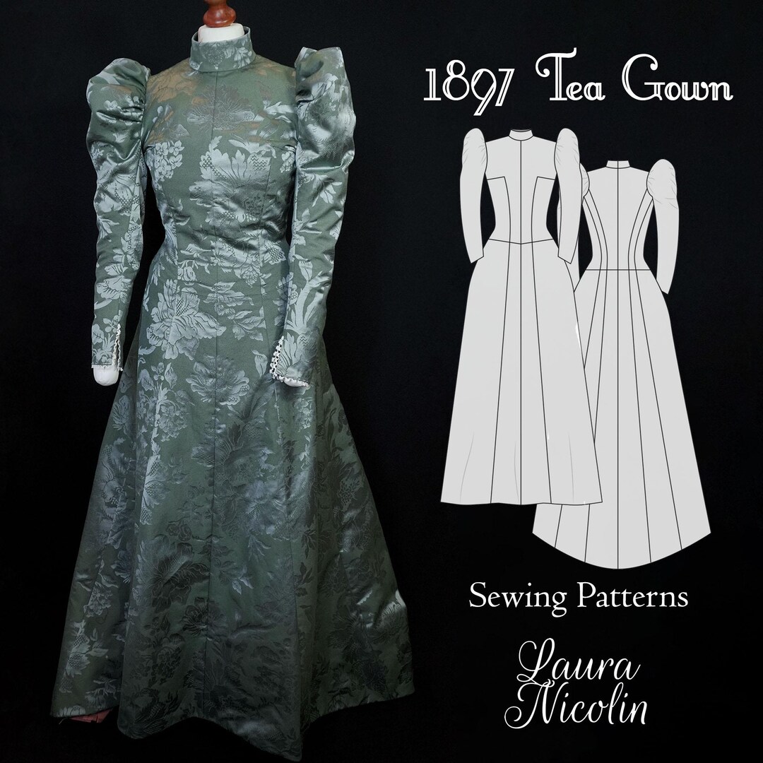 1897 Tea Gown Historical Patterns, Late Victorian Sewing Pattern ...
